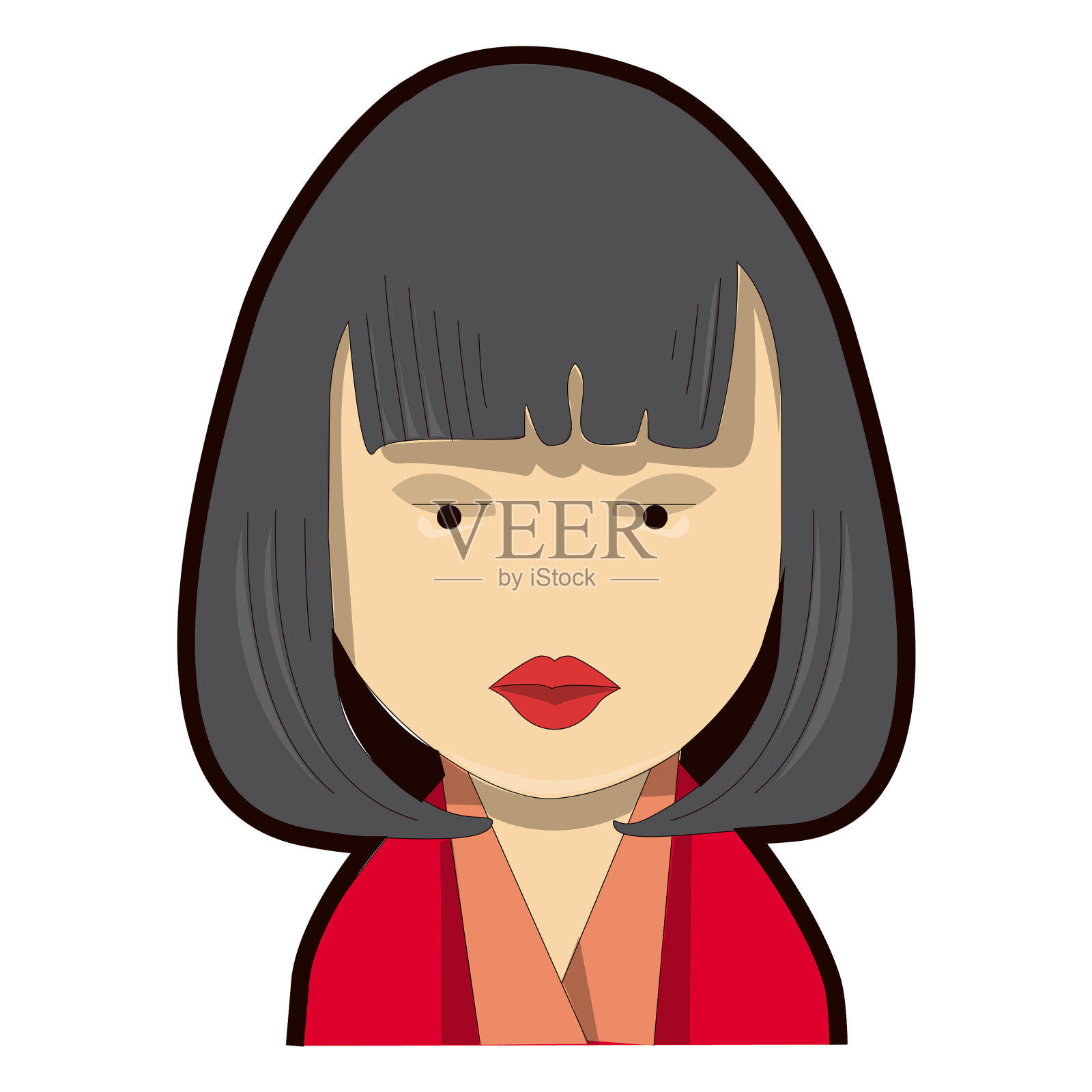 鲍勃头发女人红色口红设计元素图片