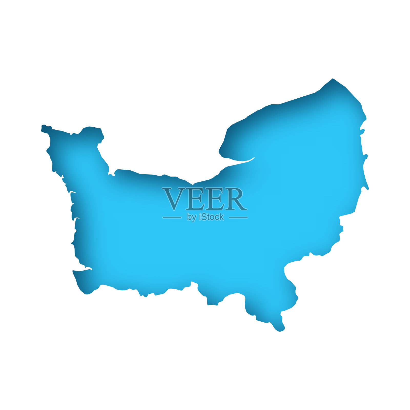 诺曼底地图-白纸，蓝色背景插画图片素材