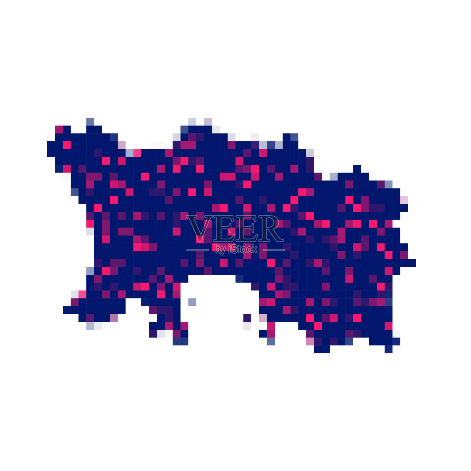 泽西岛地图在白色背景像素插画图片素材