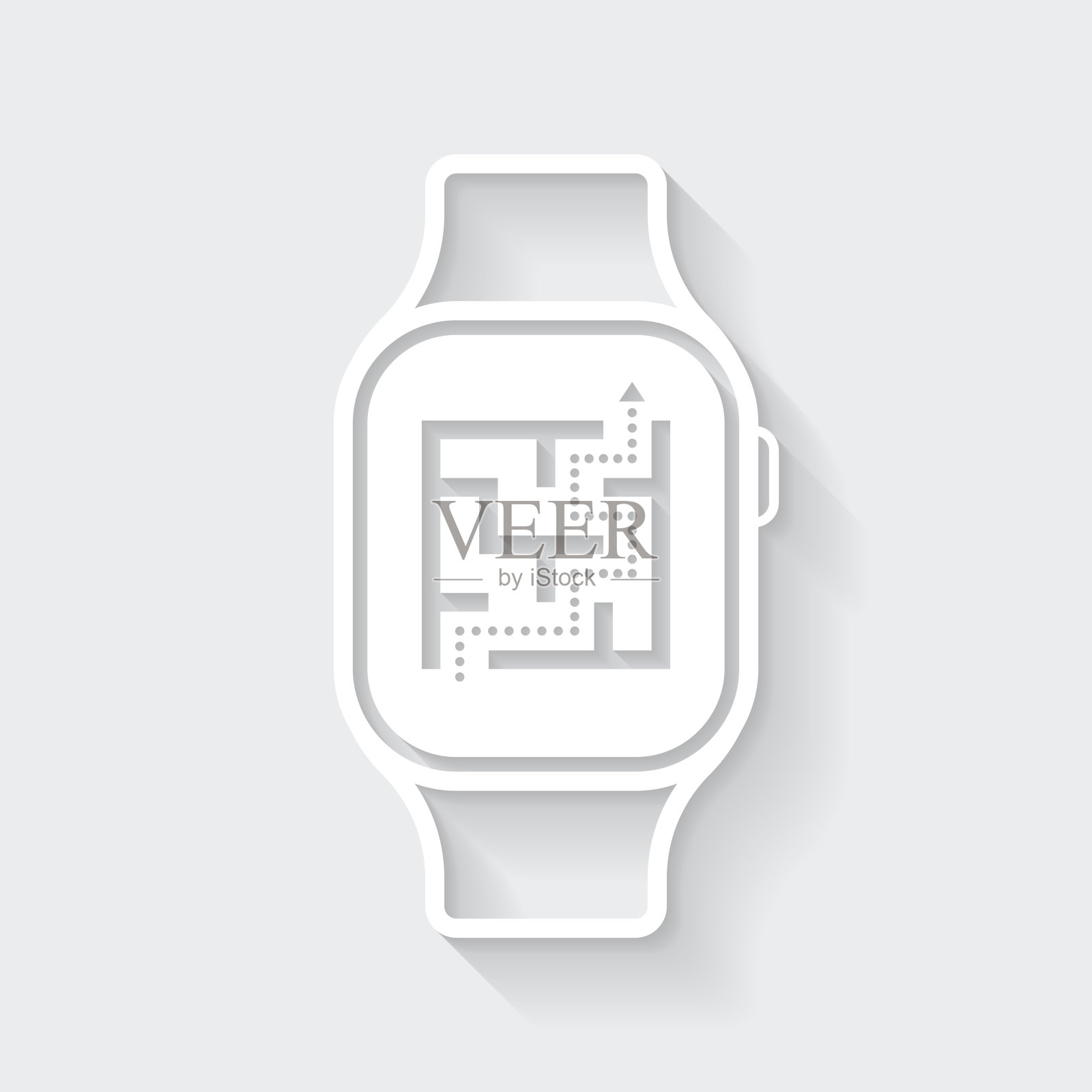 Smartwatch迷宫。图标与空白背景上的长阴影-平面设计插画图片素材