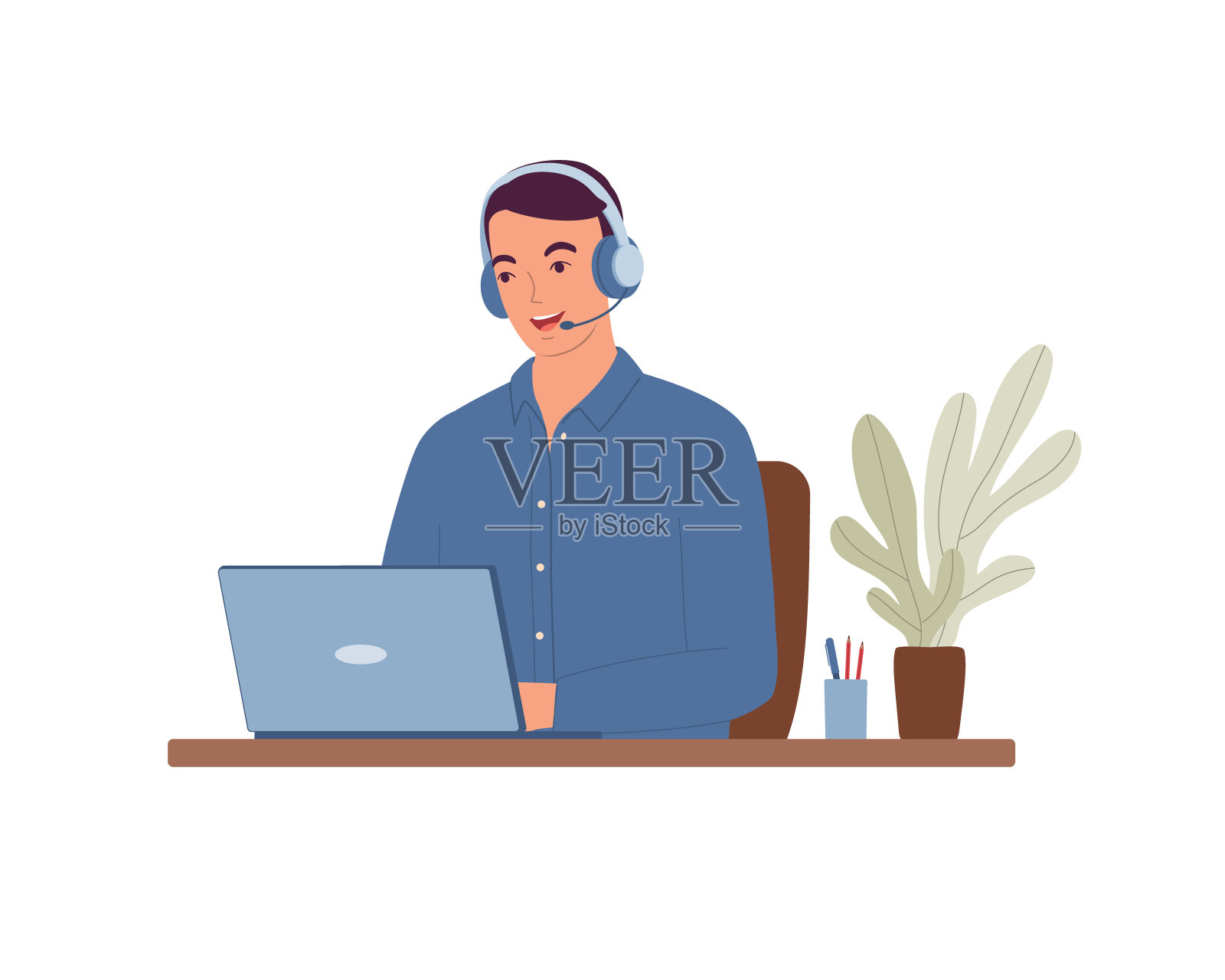 客户支持代表。插画图片素材