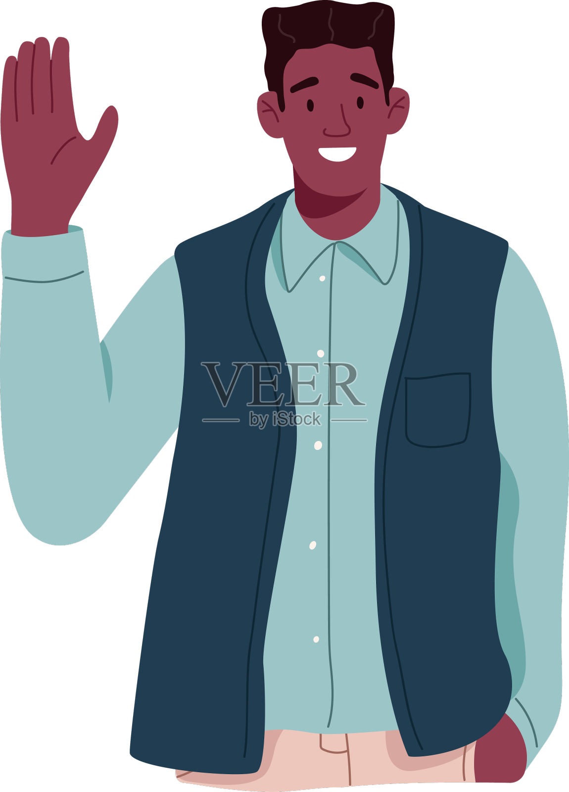 快乐的黑人男子挥手示意他设计元素图片