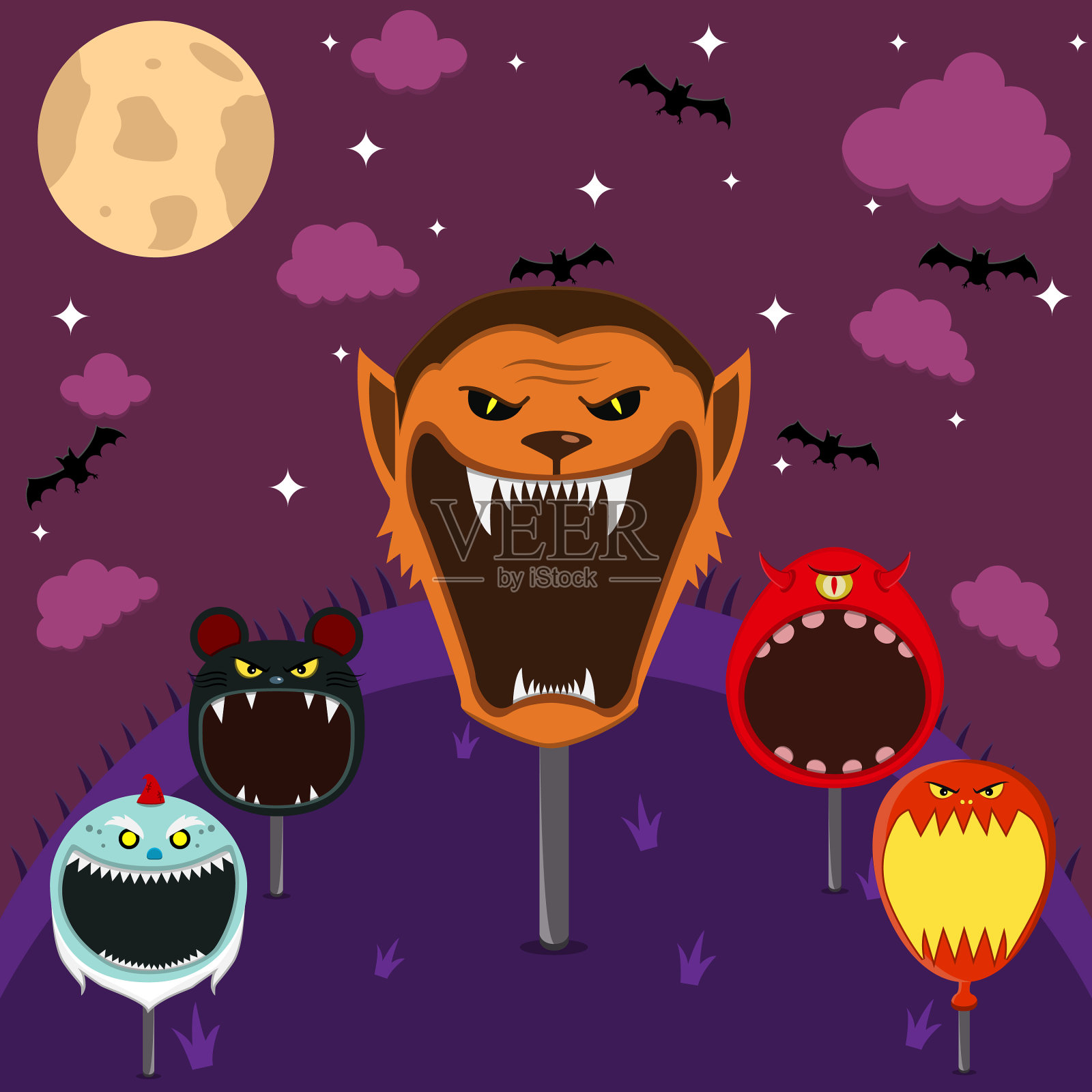 头怪兽设定在野地和夜大狼人图标素材