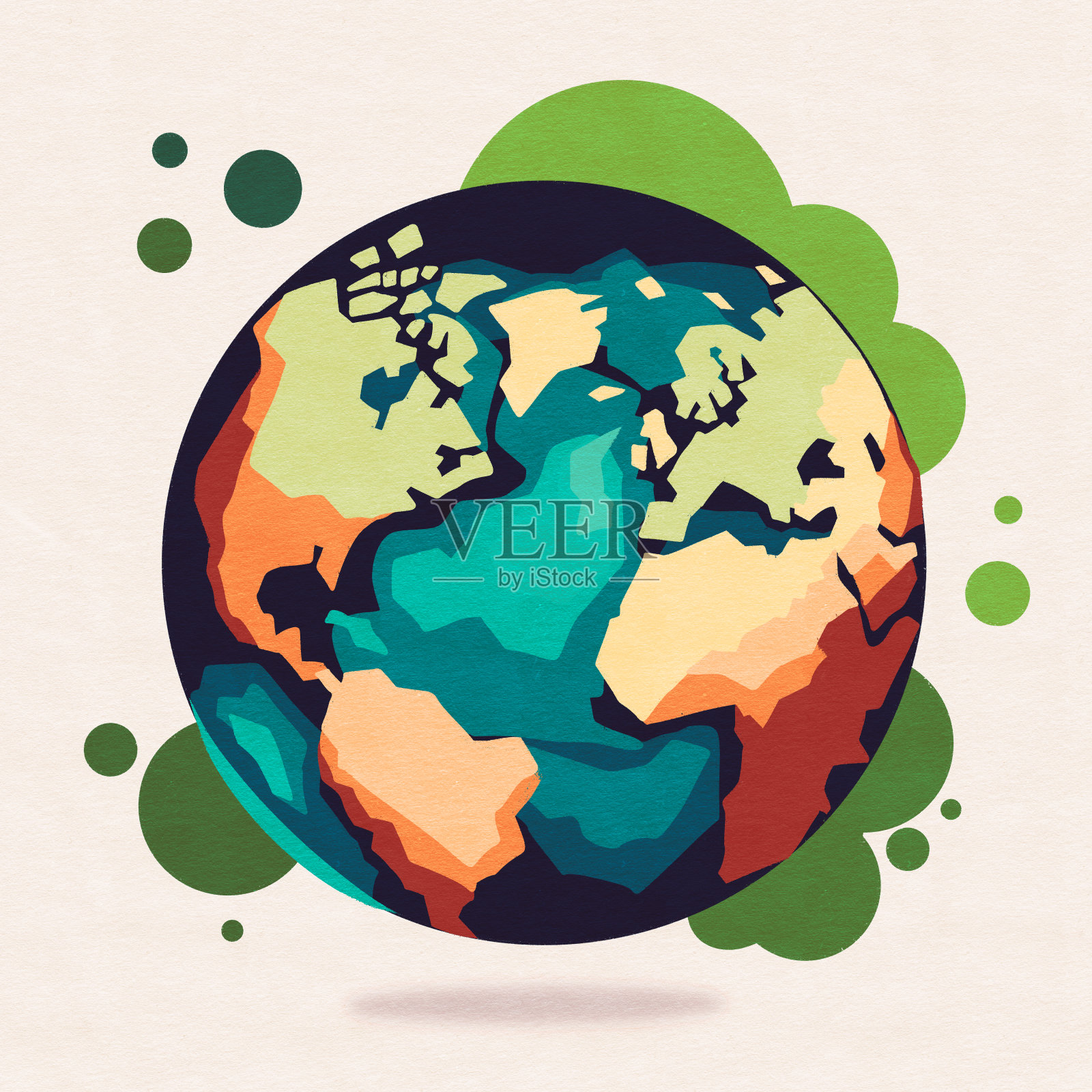 美丽和丰富多彩的插图的行星地球在一个白色的背景插画图片素材