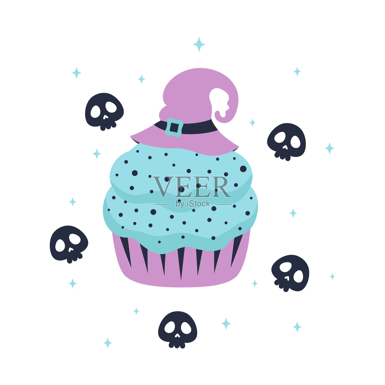 万圣节纸杯蛋糕海报设计插画图片素材