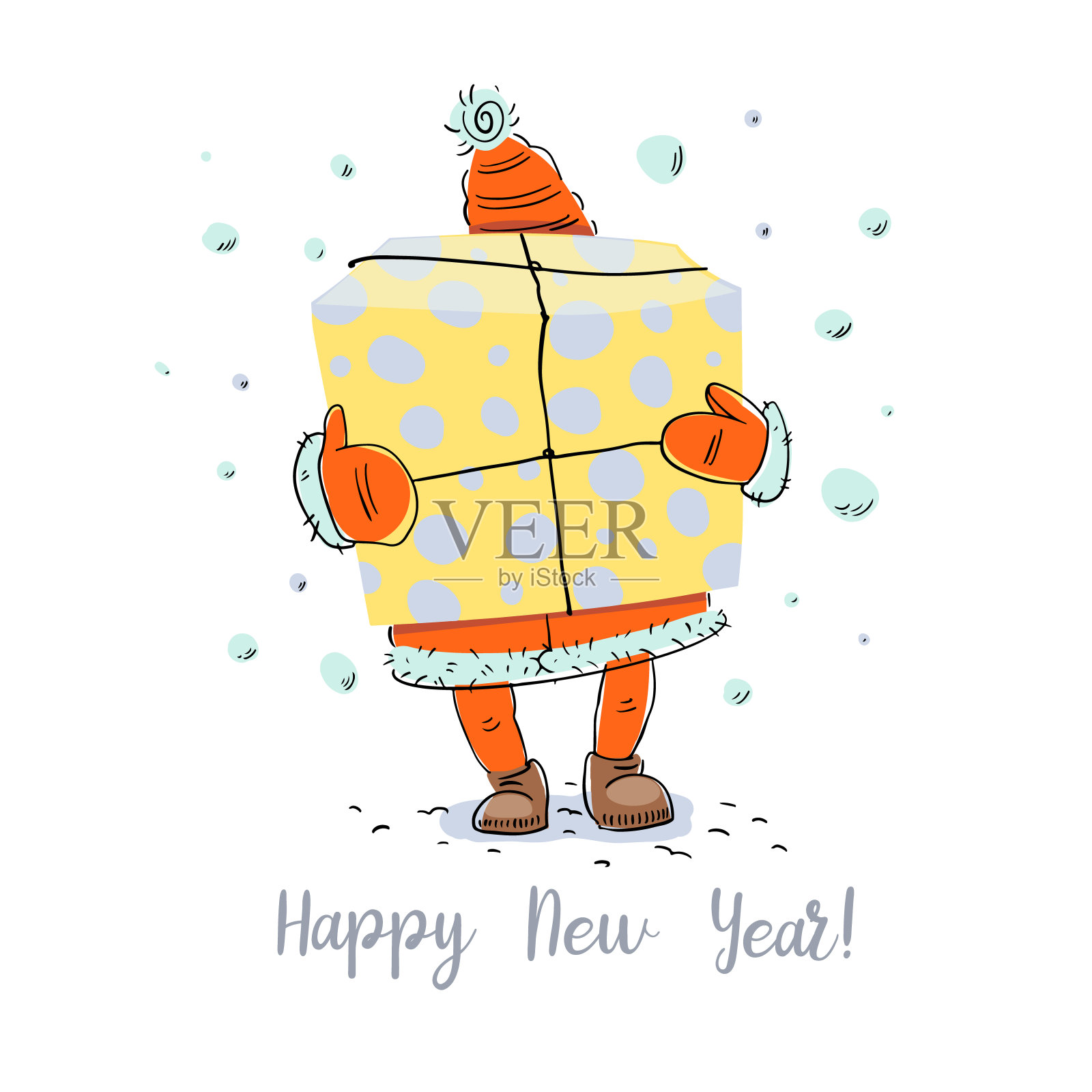 圣诞老人礼盒草图插画图片素材