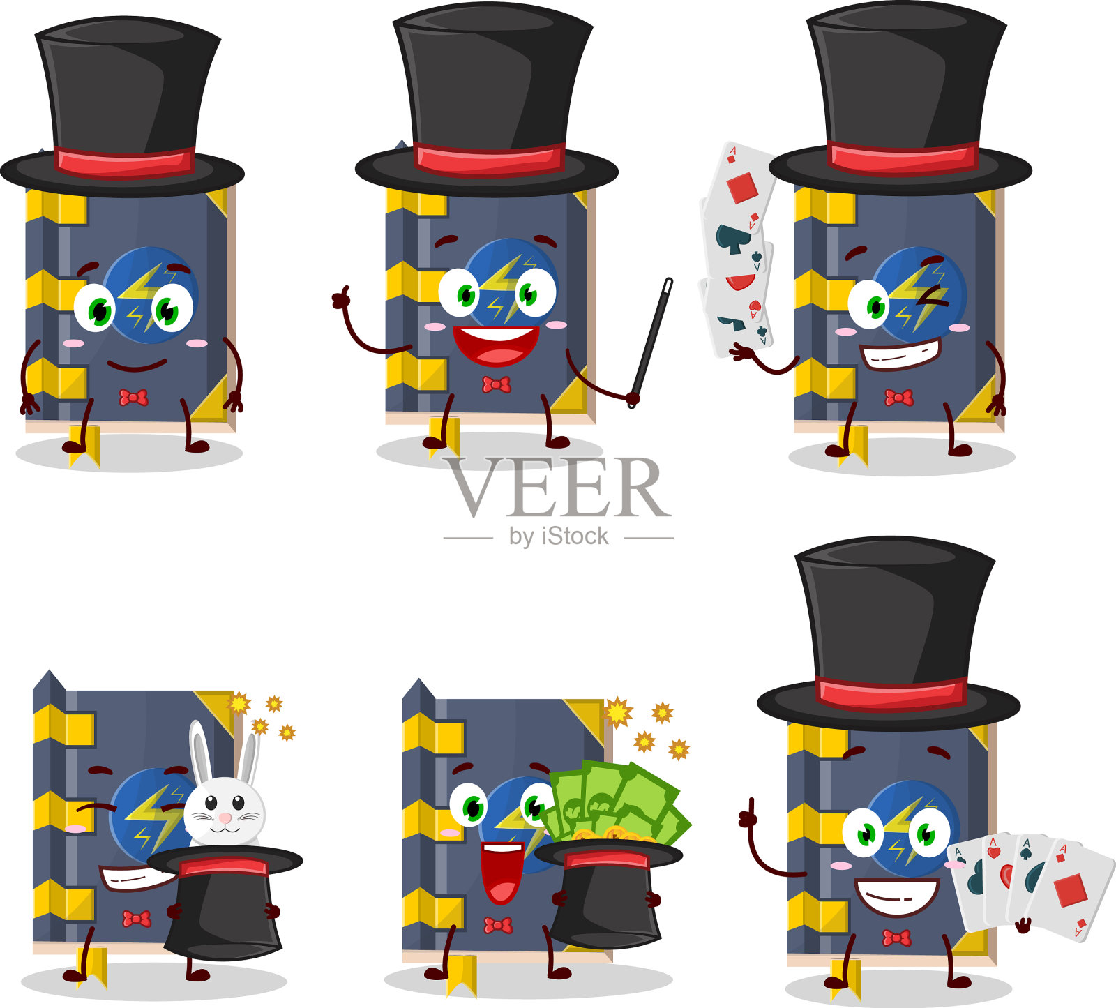 一本魔术魔术师的闪电漫画书插画图片素材