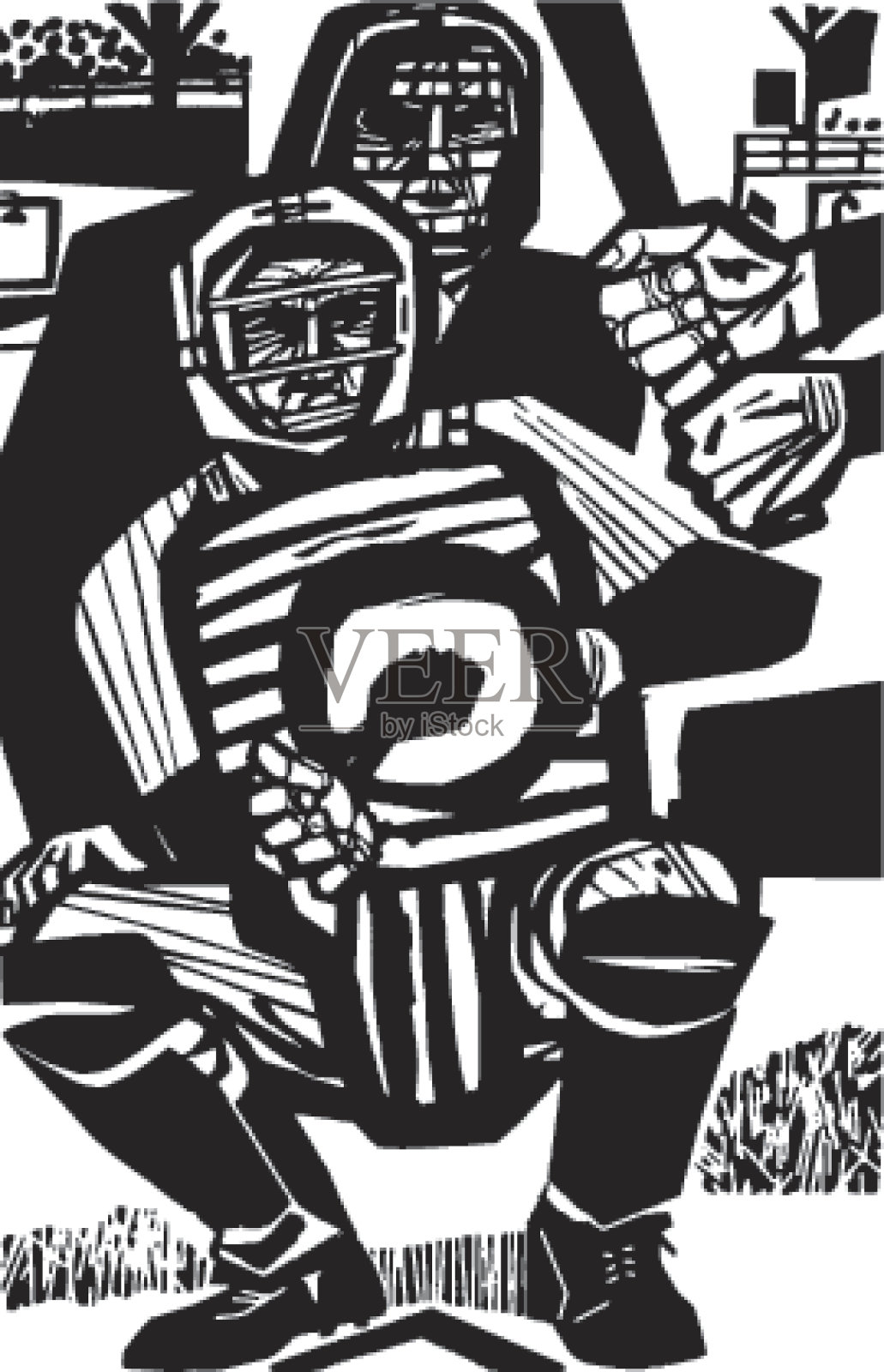 棒球捕手插画图片素材