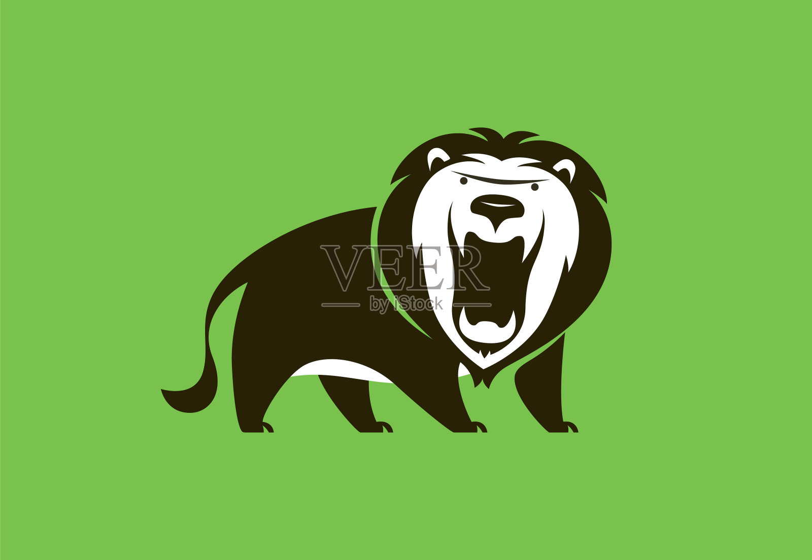 愤怒的狮子咆哮插画图片素材