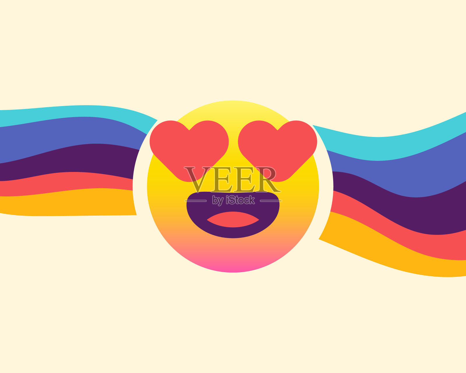 复古风格背景上的表情符号设计插画图片素材