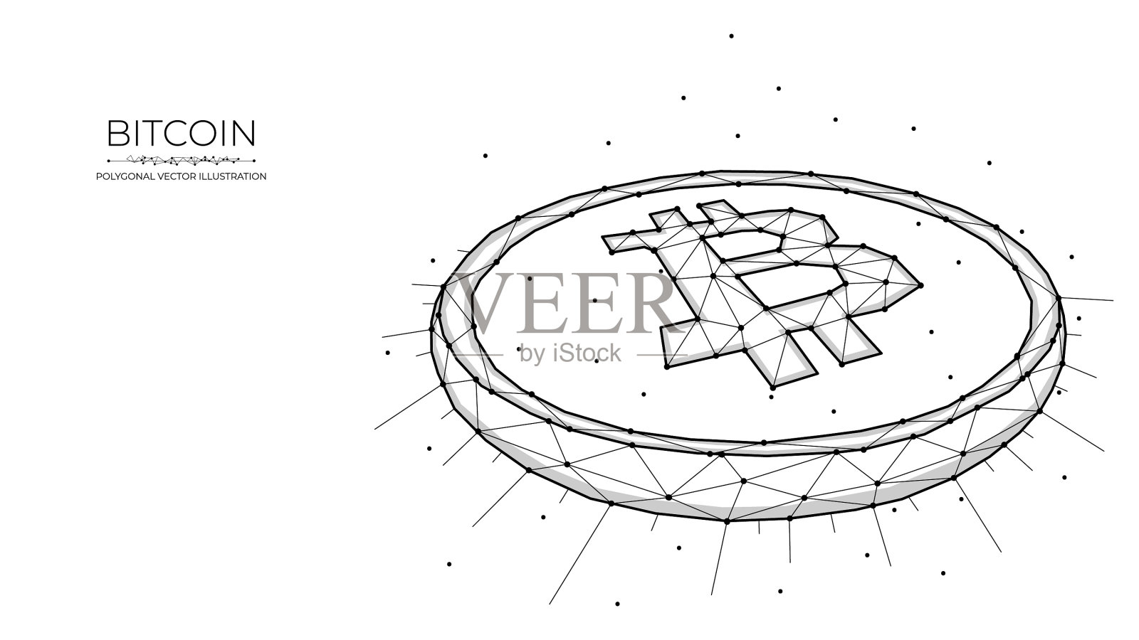 比特币多边形白色背景插画图片素材