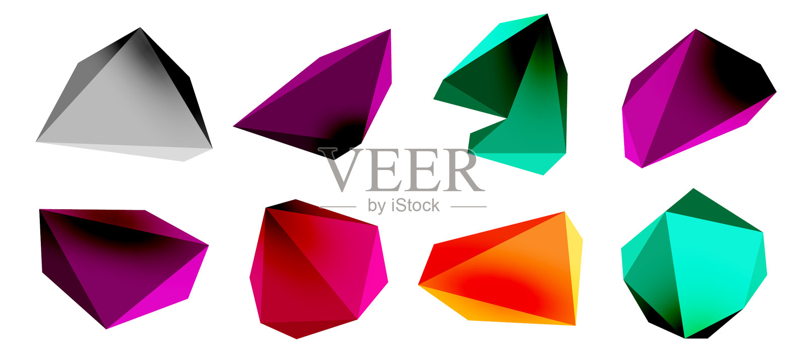 3d低多边形三角形设计元素插画图片素材