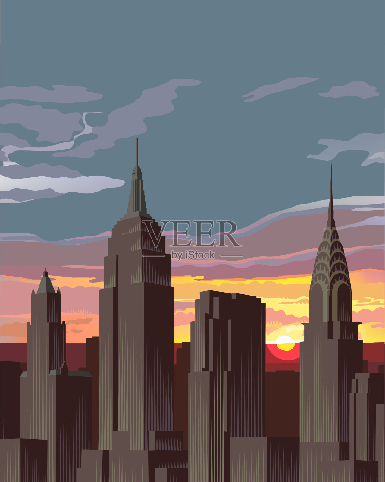 纽约市天际线插画图片素材