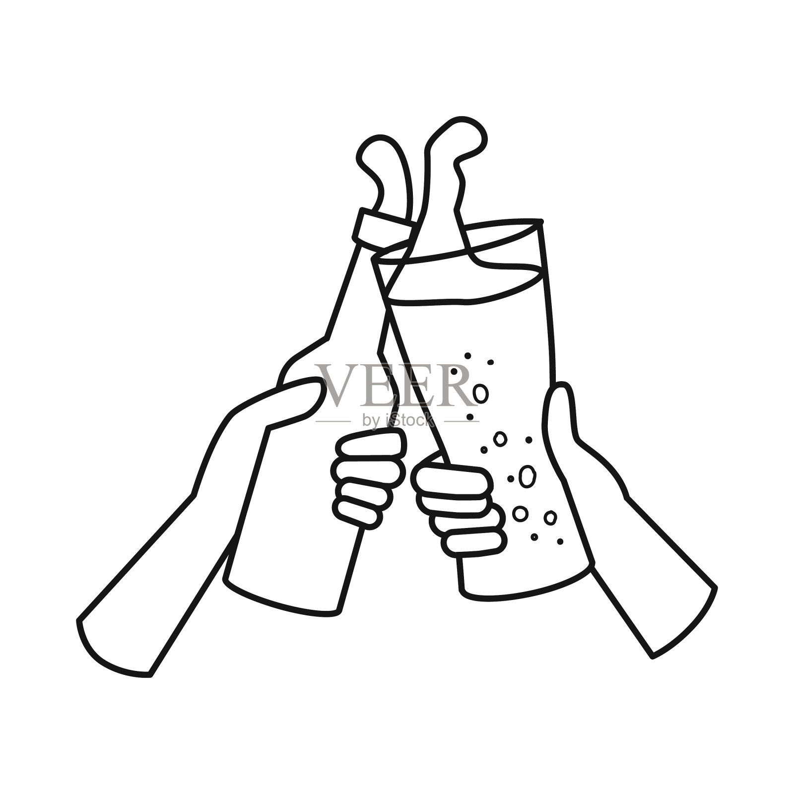 啤酒和玻璃杯的图标插画图片素材