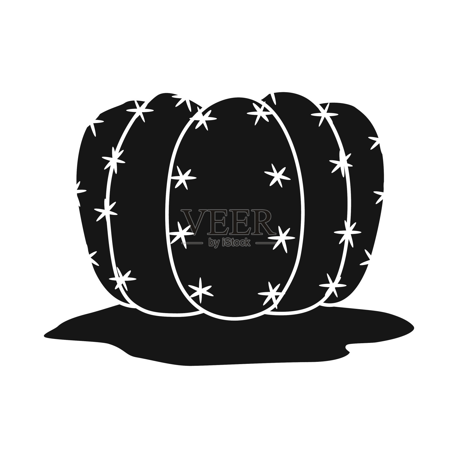 孤立对象的仙人掌和室内植物标志插画图片素材