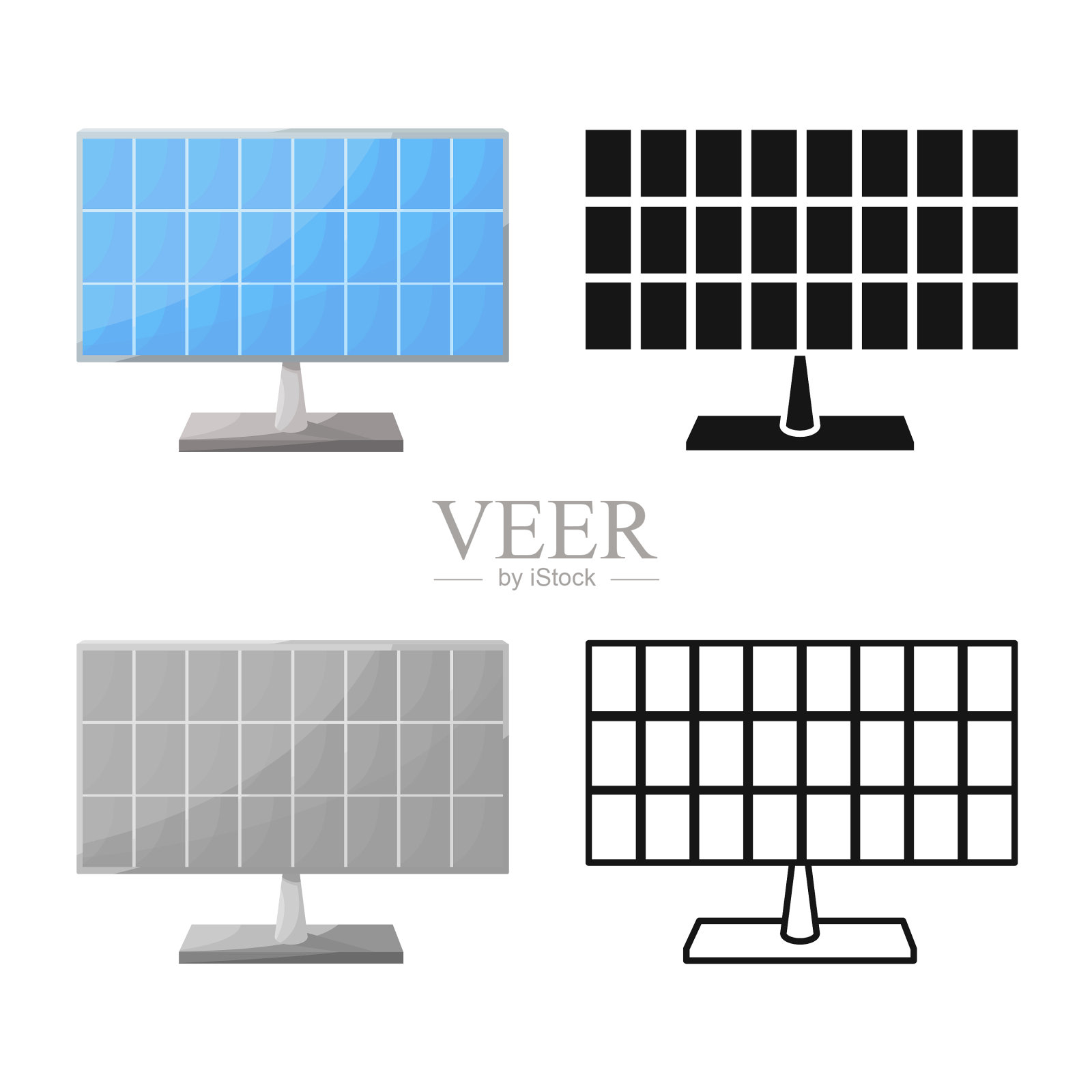 太阳能和电池标志集图标素材