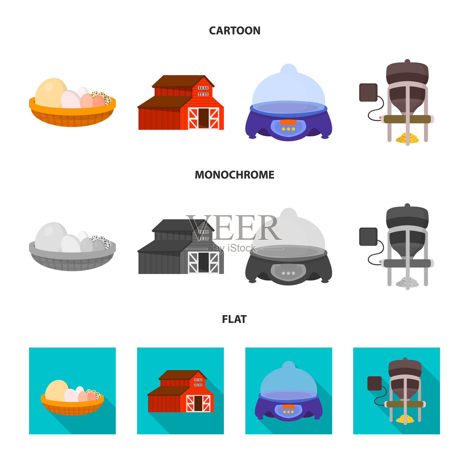 孤立对象乡村和植物标志集图标素材