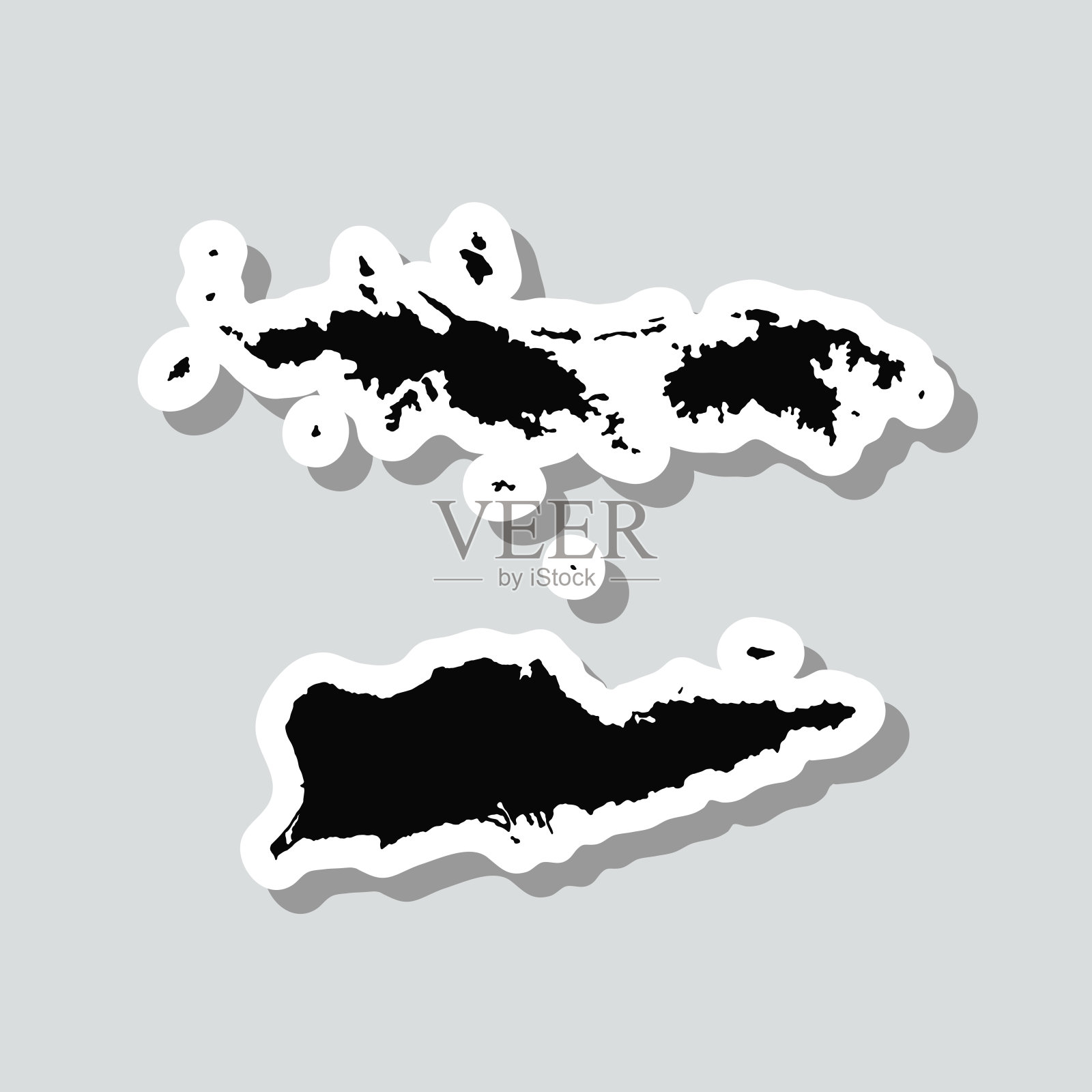 美属维尔京群岛地图贴纸上的灰色背景插画图片素材
