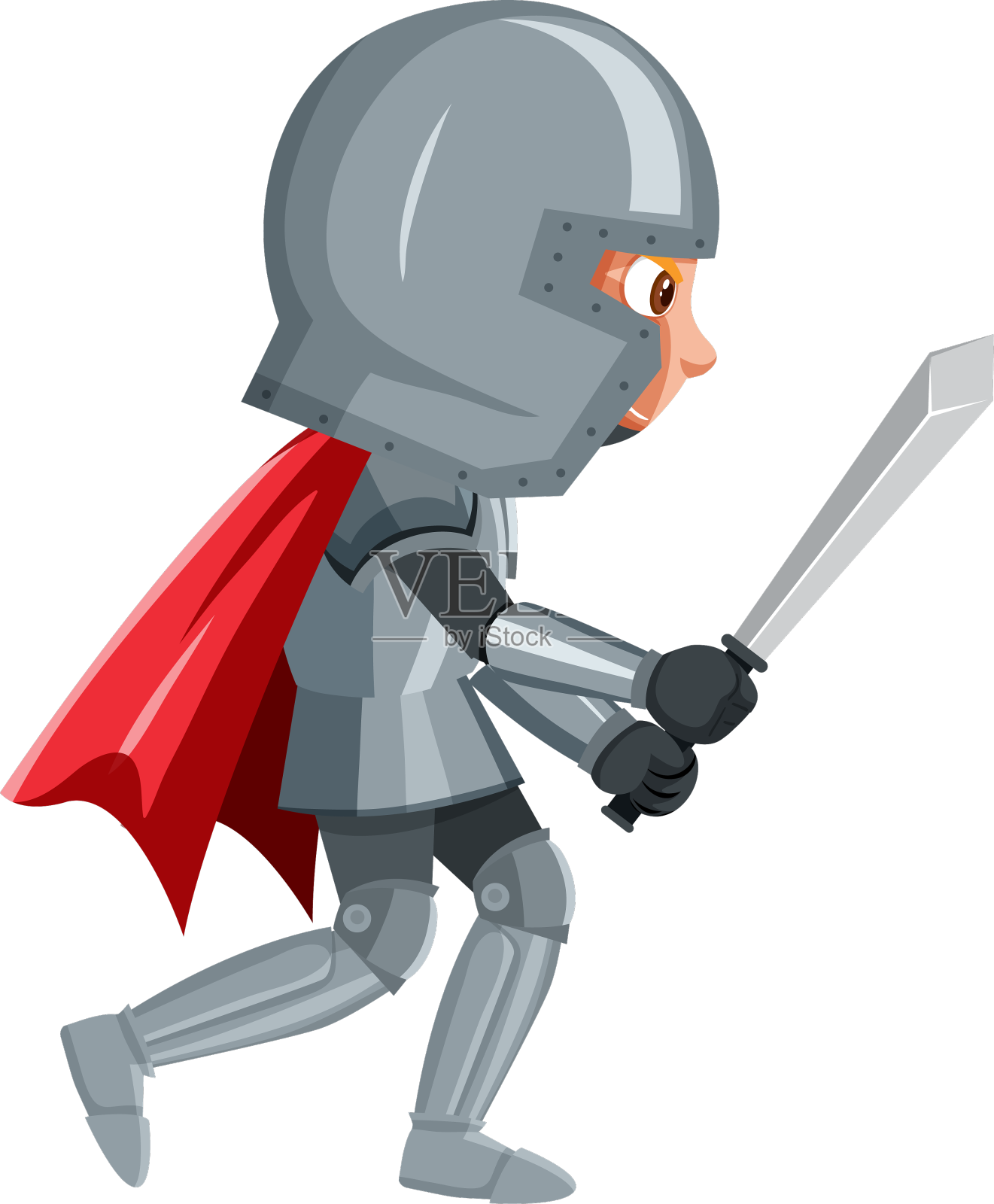 白色背景上的骑士卡通人物设计元素图片