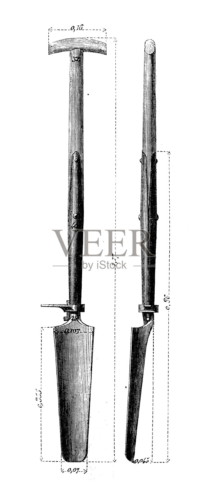 科学发现的古董插图:排水工具插画图片素材