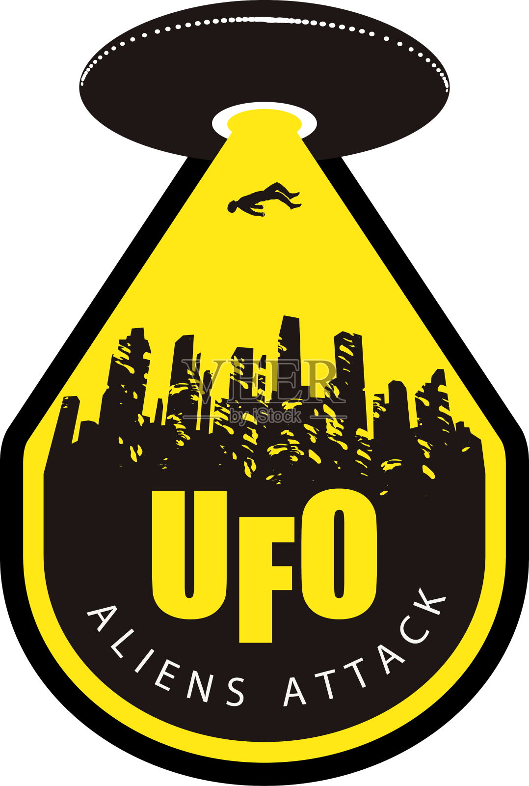 主题是外星人用飞碟攻击的横幅设计元素图片