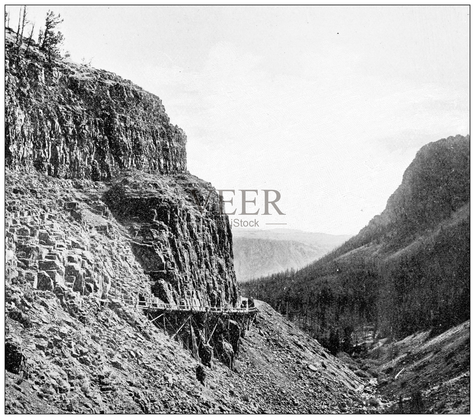 黄石公园古色古香的旅游照片:金门公园插画图片素材