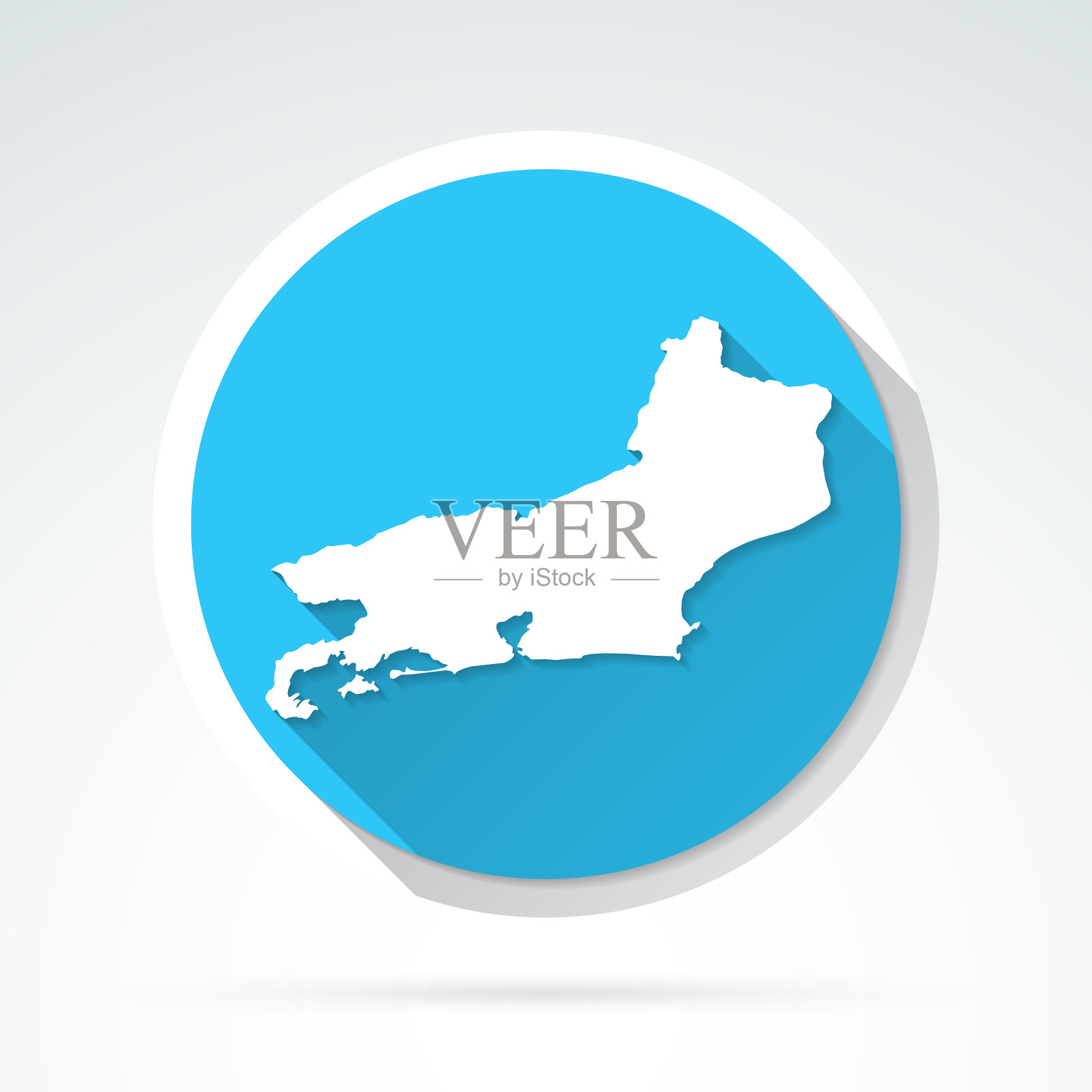 里约热内卢de Janeiro地图图标-平面设计与长阴影插画图片素材