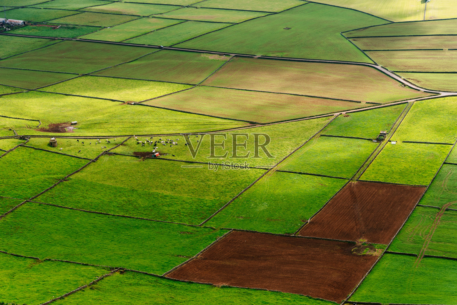 特塞拉岛传统农村农田全景鸟瞰图照片摄影图片