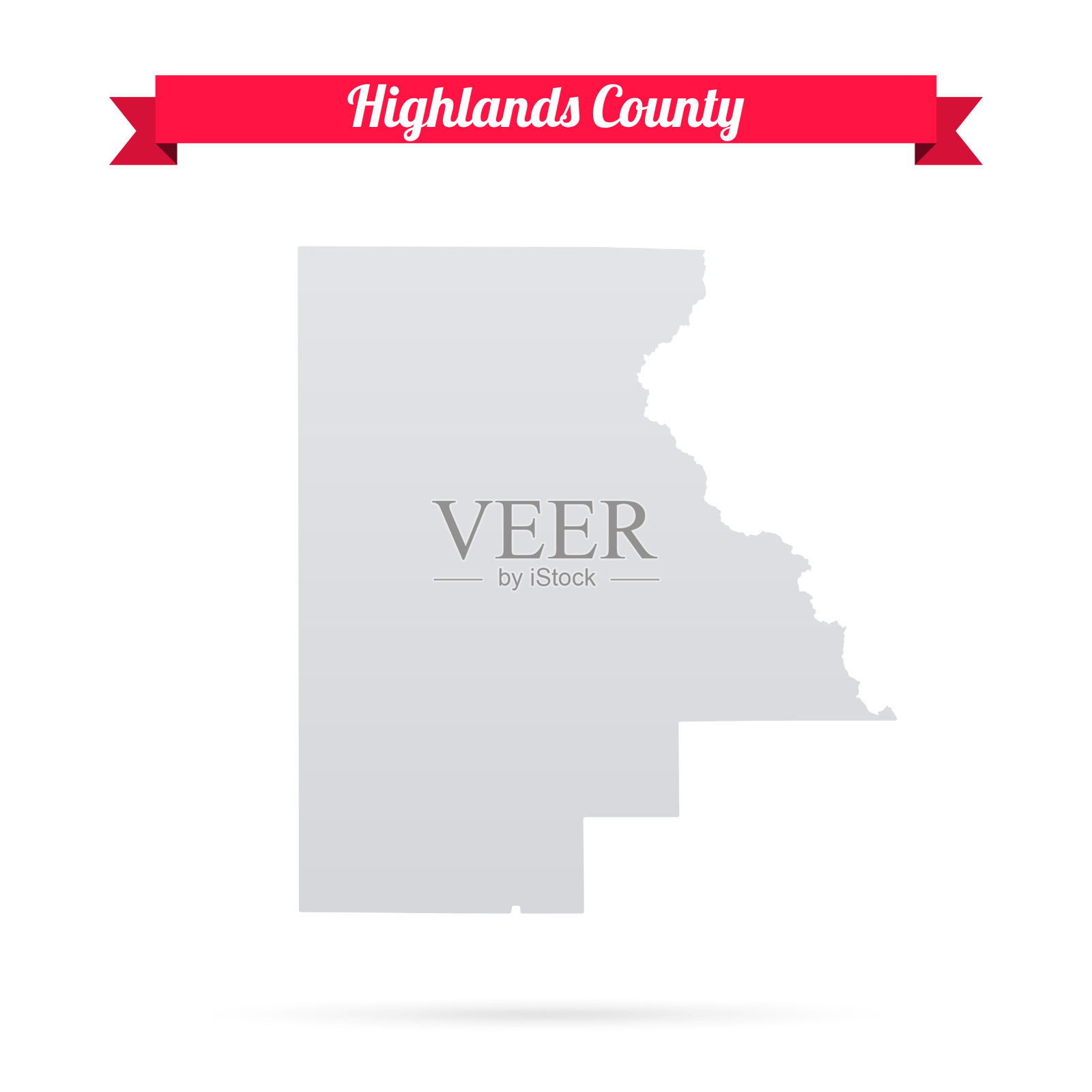 佛罗里达州的高地县。白底红旗地图插画图片素材