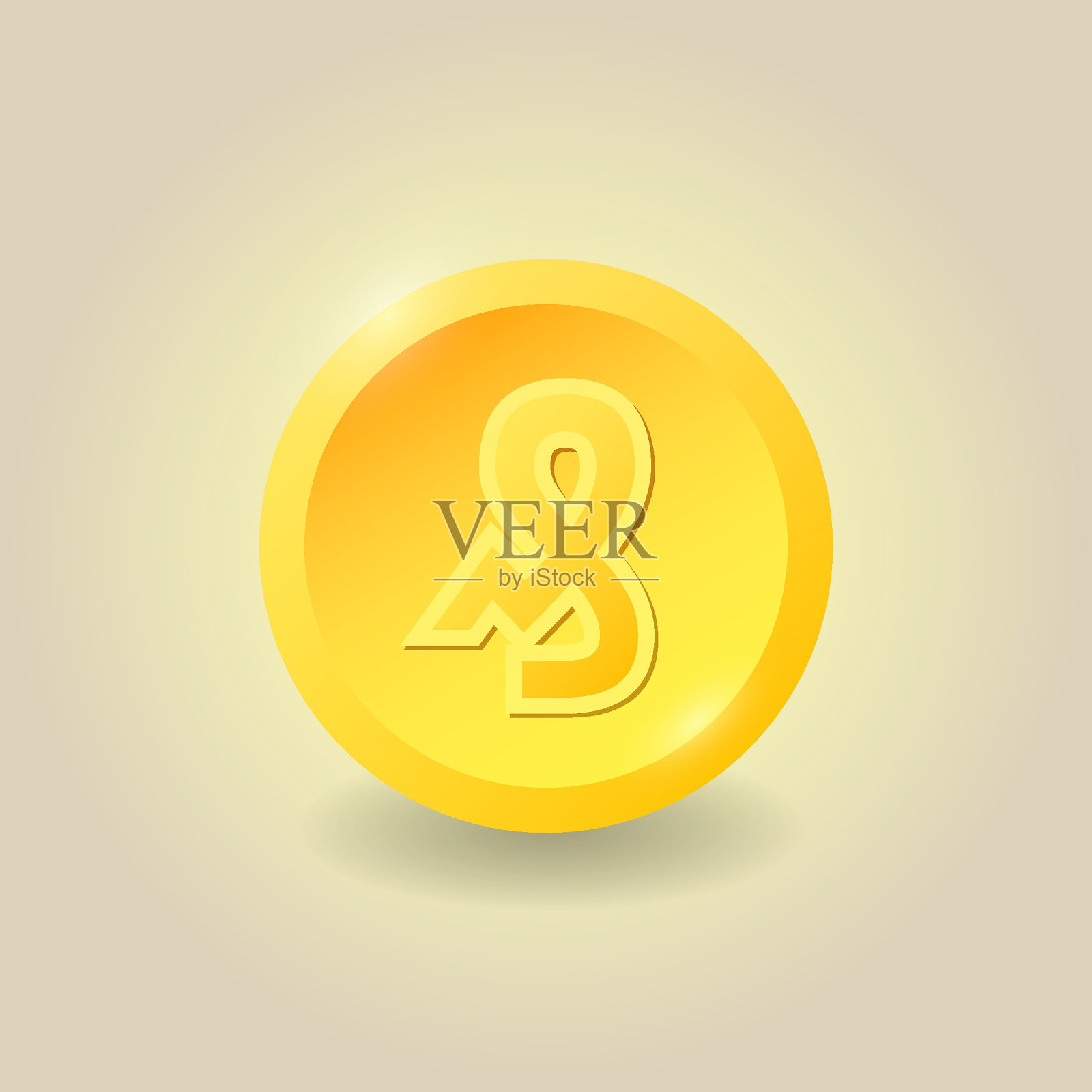 芬尼金色的硬币。矢量图插画图片素材