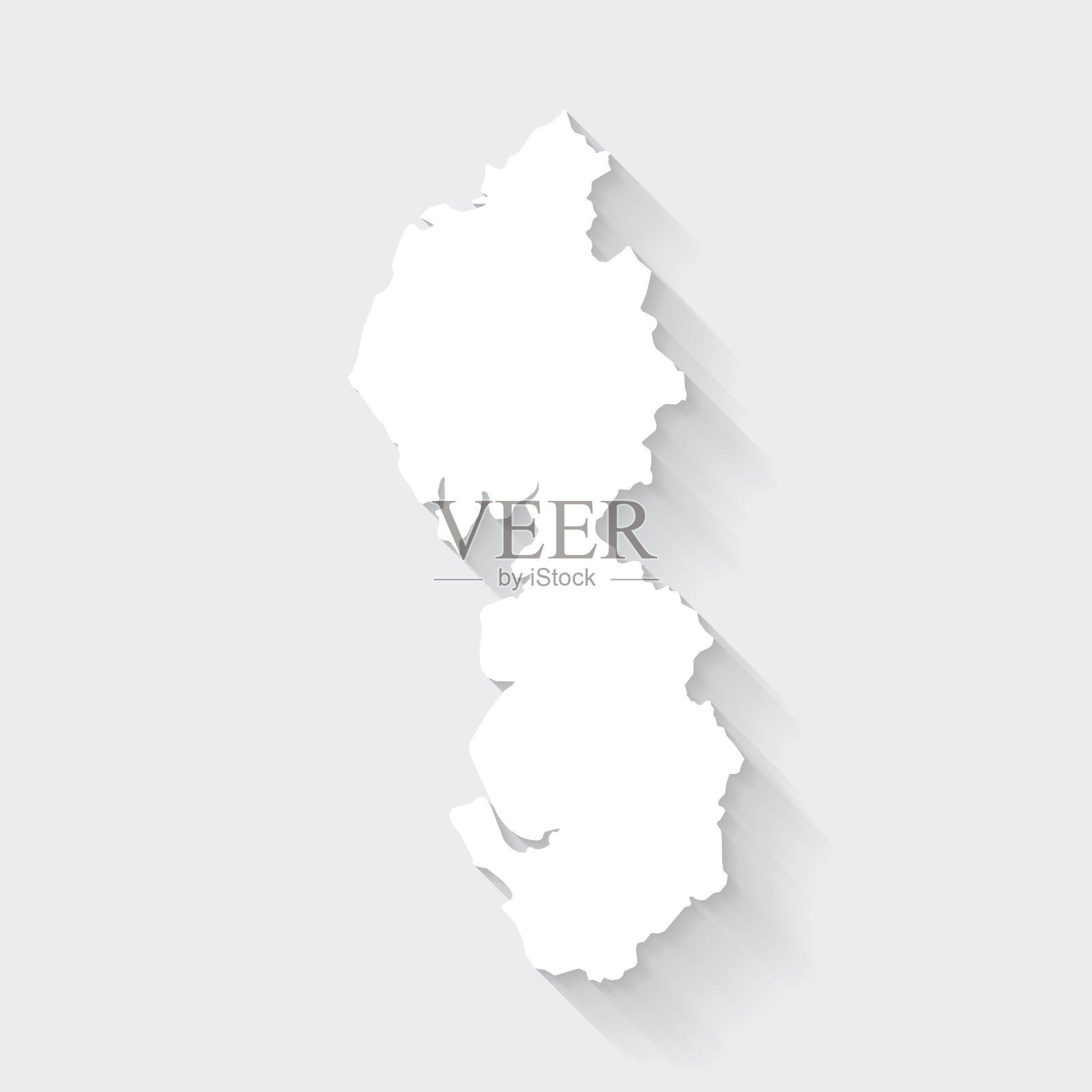 西北地图与长阴影空白背景-平面设计插画图片素材