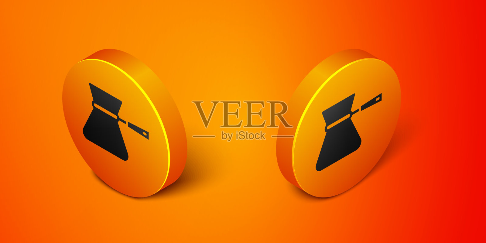 橙色上分离出等距咖啡土耳其图标插画图片素材