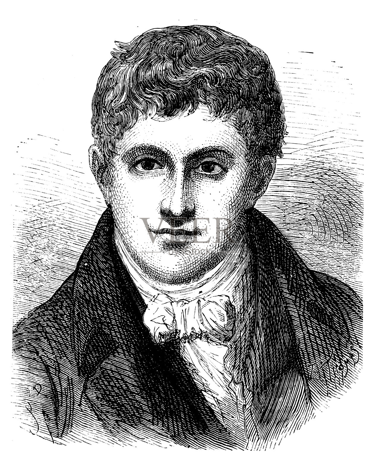 科学家的古董插图:汉弗莱·戴维插画图片素材