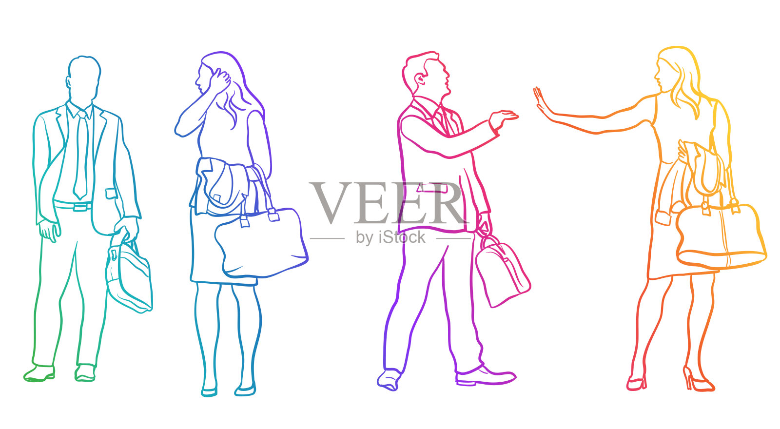 同事们再见彩虹插画图片素材