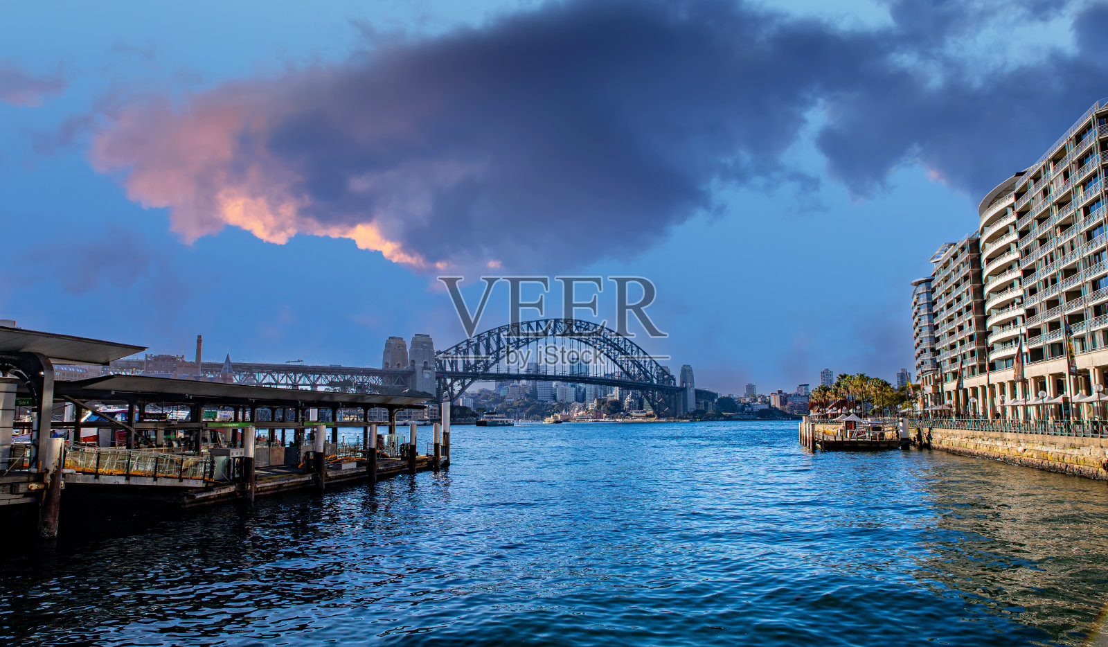 悉尼海港风光：蓝天碧水，高楼林立（澳大利亚新南威尔士州）照片摄影图片