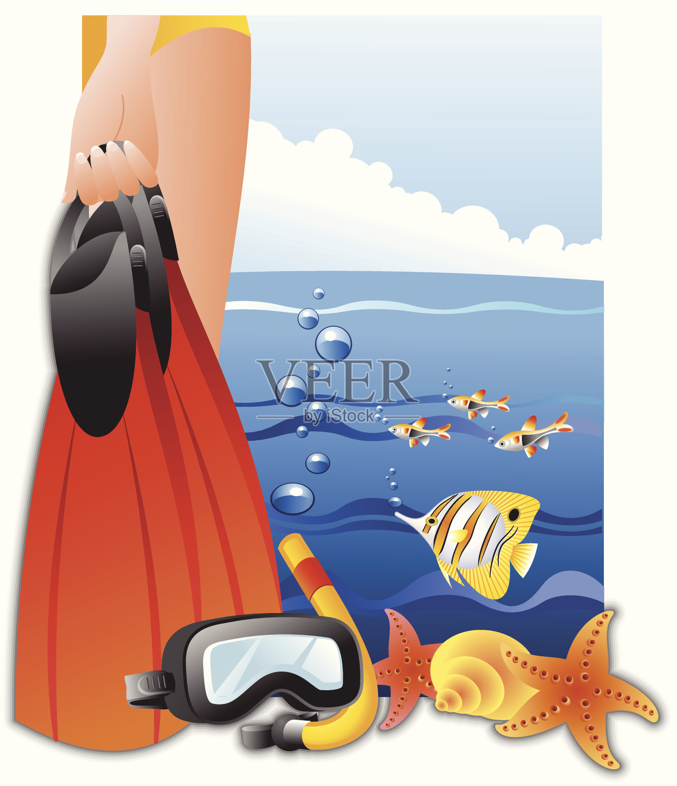 去潜水插画图片素材