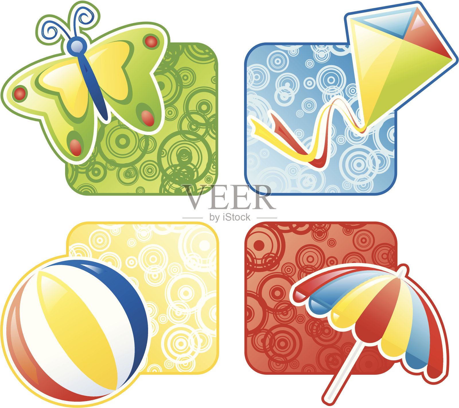 夏天的元素插画图片素材