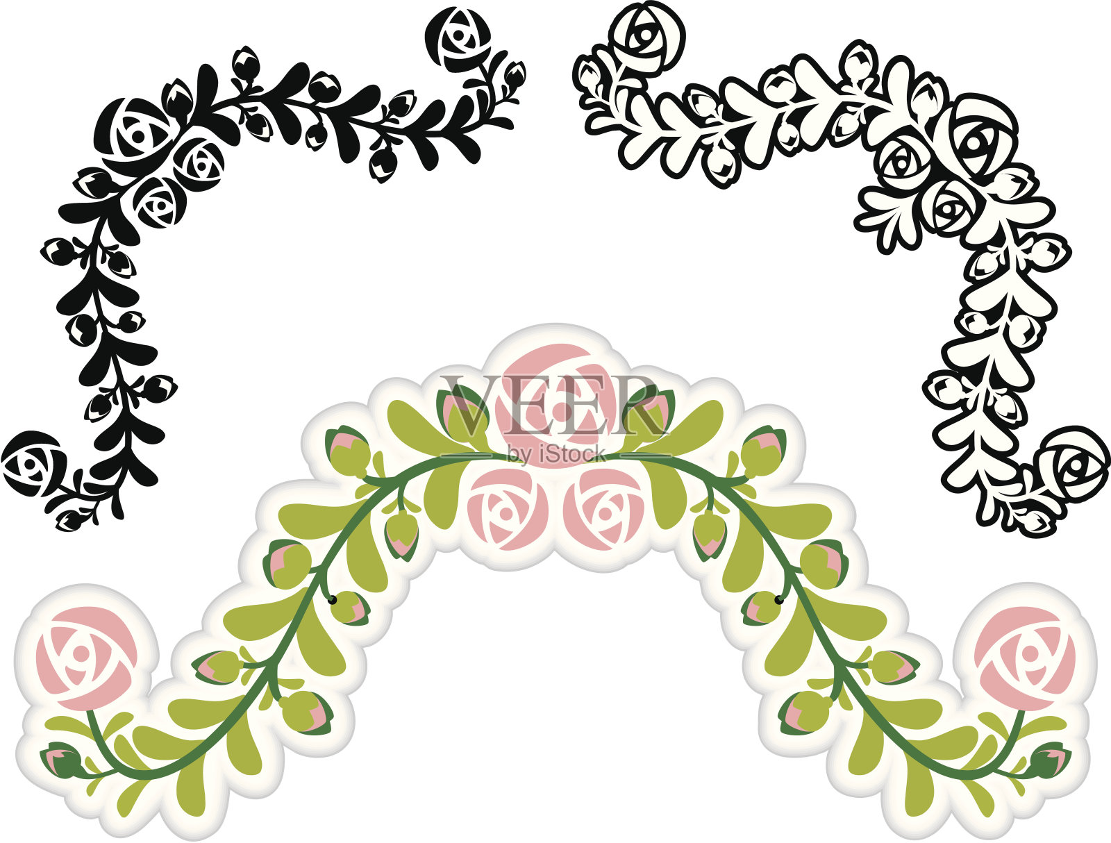 玫瑰角落插画图片素材