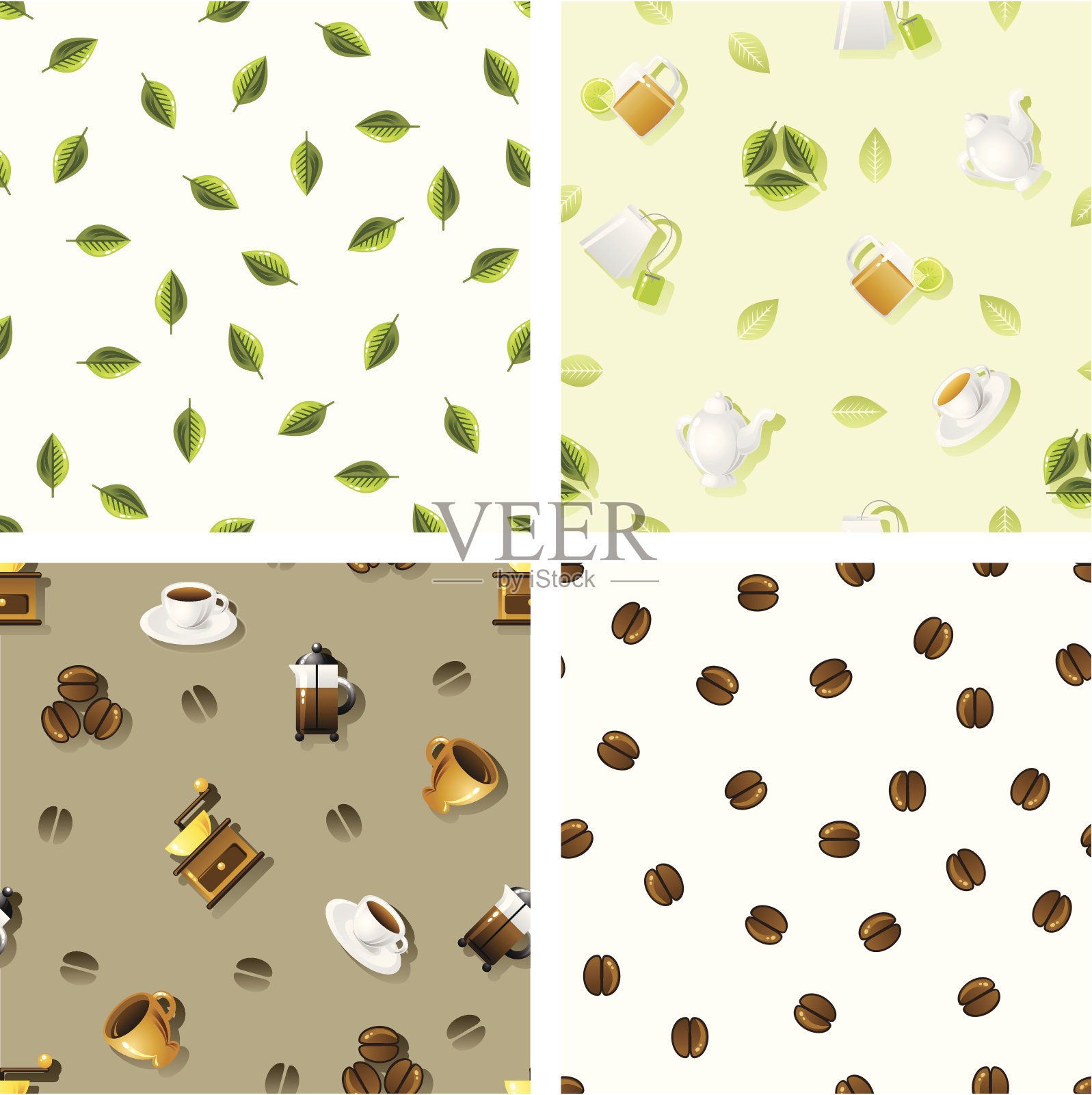 咖啡和茶的样式插画图片素材