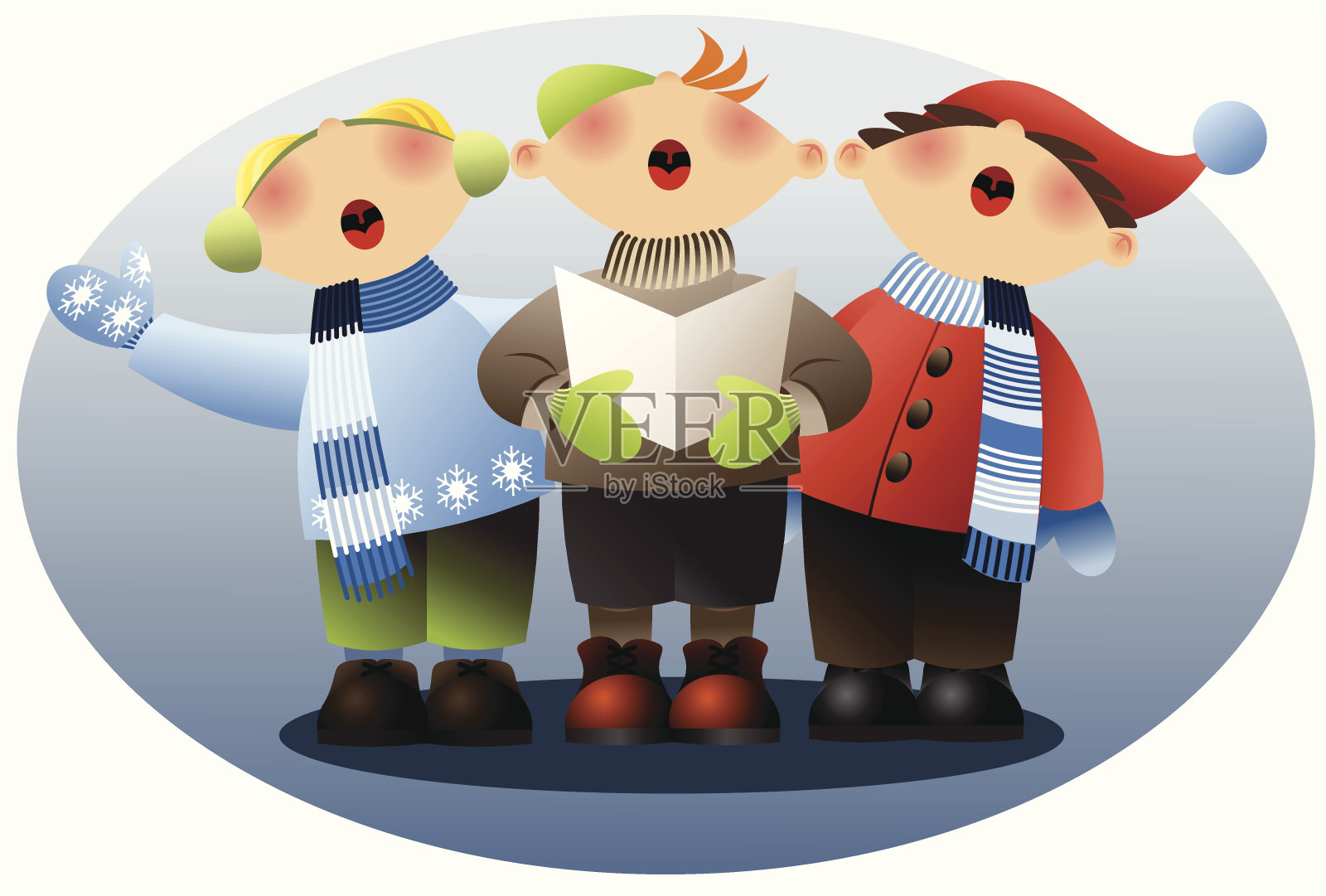 唱圣诞颂歌插画图片素材