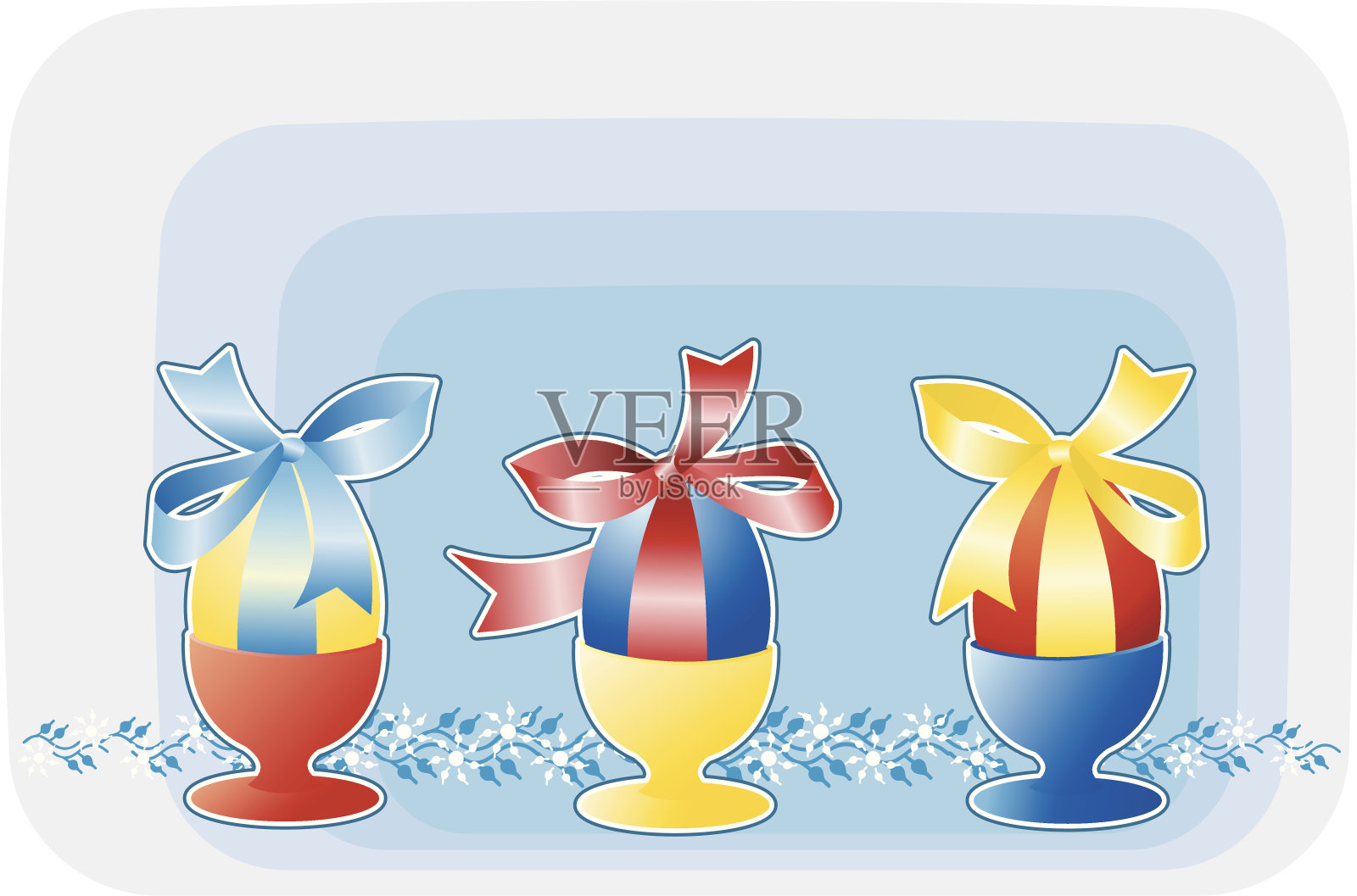 丝带装饰鸡蛋插画图片素材