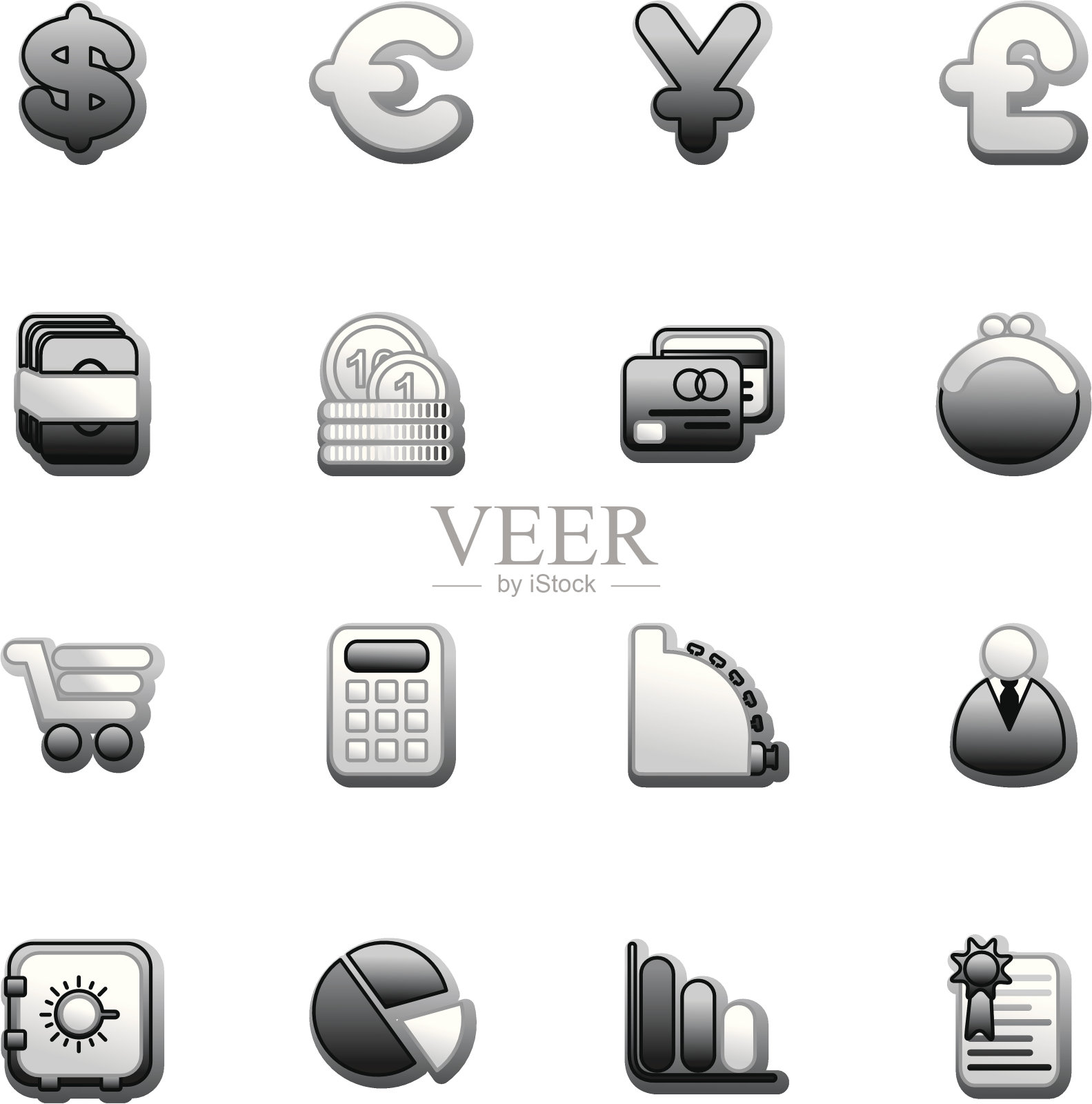 业务图标(black&amp;白色)图标素材