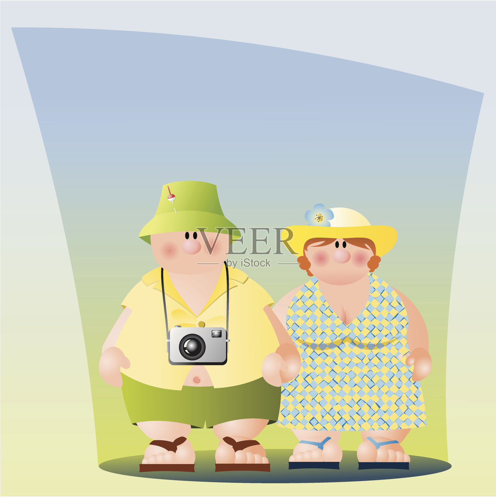 肥胖情侣插画图片素材