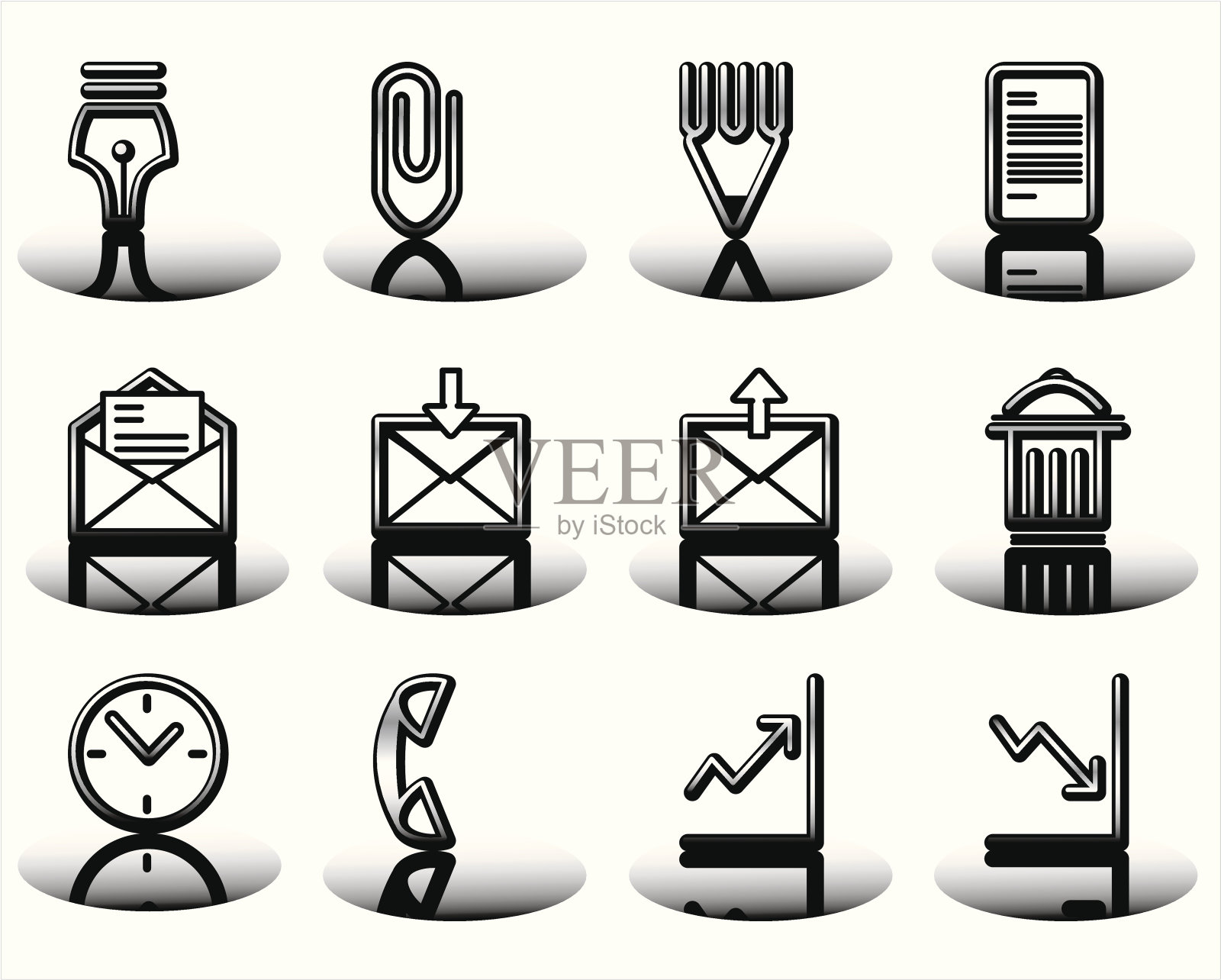 黑与白的办公室图标图标素材