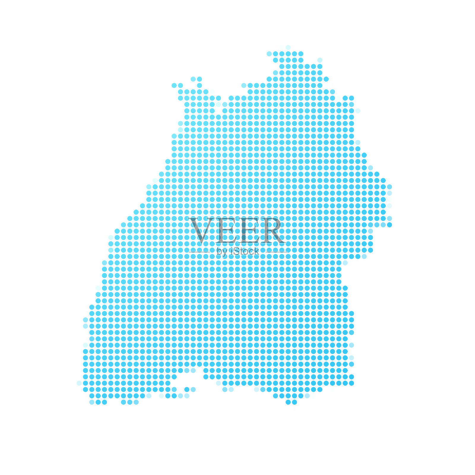 巴登-符腾堡州地图，白底蓝点插画图片素材