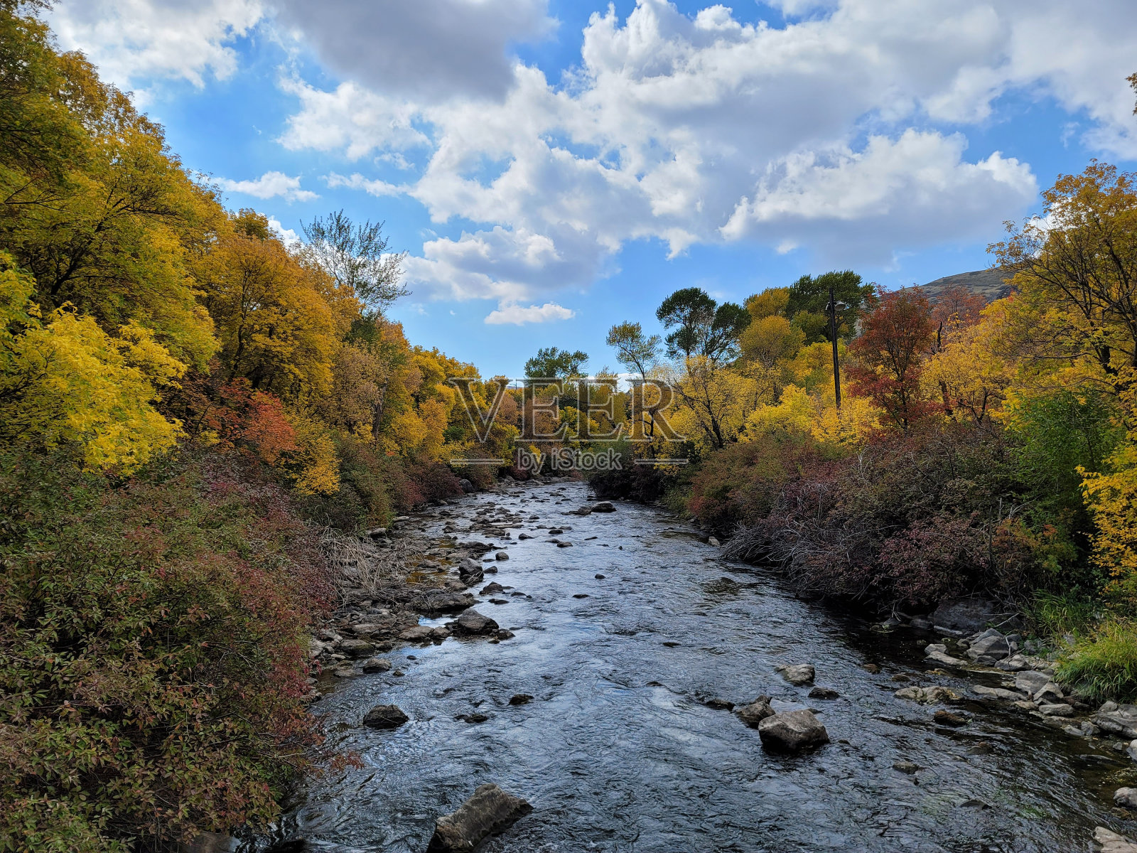 秋天的河流照片摄影图片