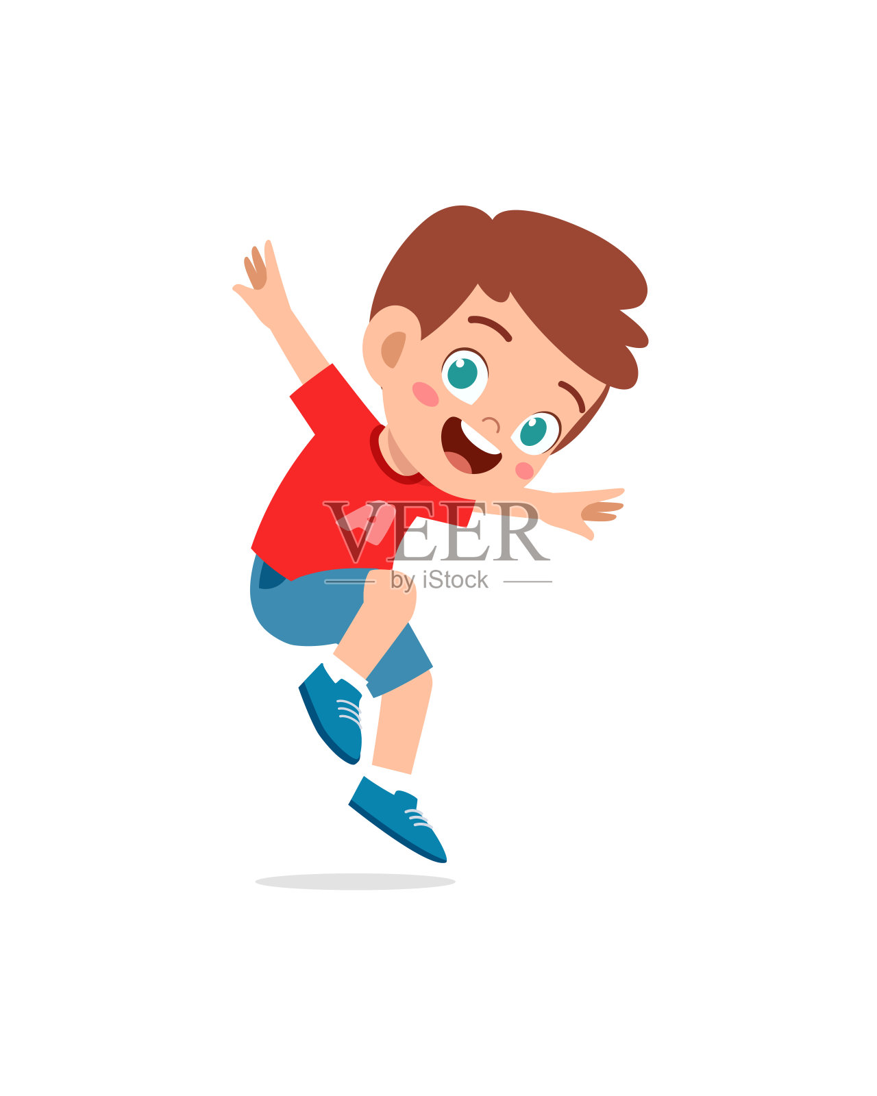 可爱的小朋友跳着，感到很开心插画图片素材