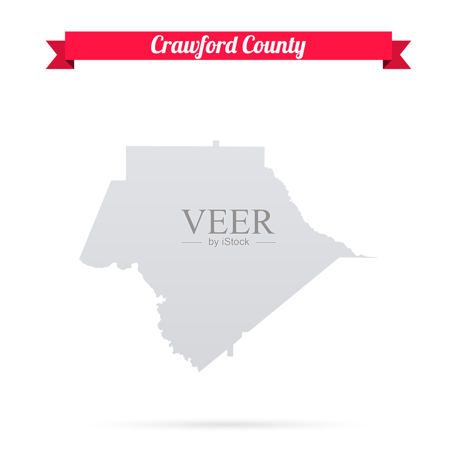 克劳福德县，乔治亚州。白底红旗地图插画图片素材