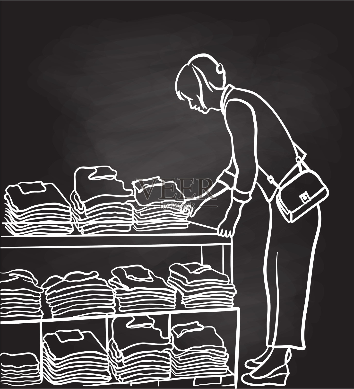 零售服装选择客户黑板插画图片素材