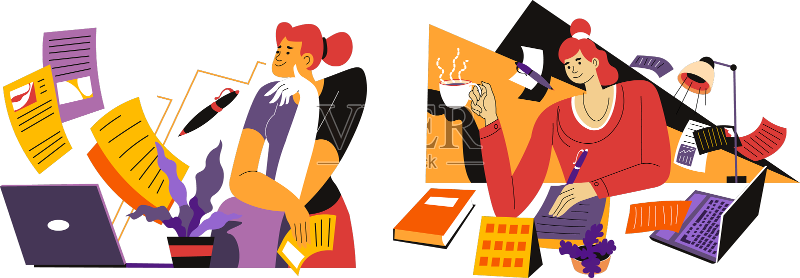 给学生布置项目的自由职业者设计元素图片